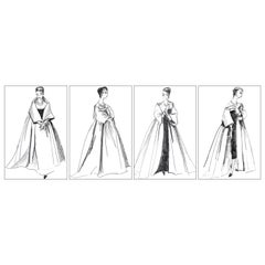 Original französische Mode Illustration Blanko-Grußkarten - Formalwear Serie