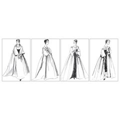 Original French Fashion Illustration Blank Greeting Cards – Formalwear Series