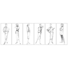 Vintage Original French Fashion Illustration Blank Greeting Cards – Sportswear Series