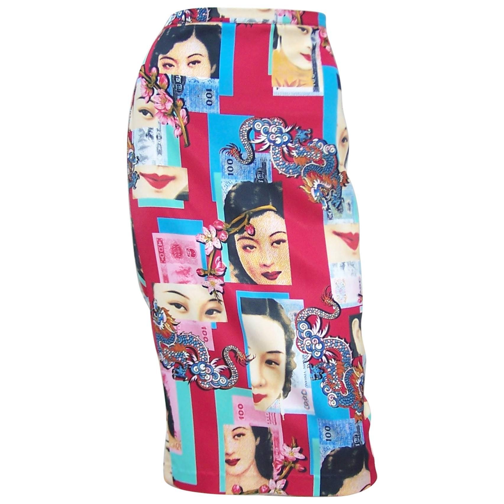 Dolce 
Gabbana Vintage Chinese Advertising D&G Pencil Skirt