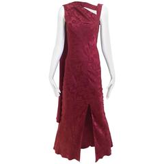 Vintage Christian Dior by John Galliano maroon silk jacquard gown 7