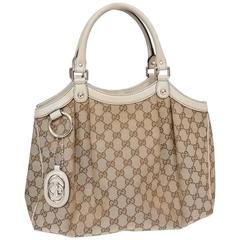 Gucci Monogram White Leather Bag