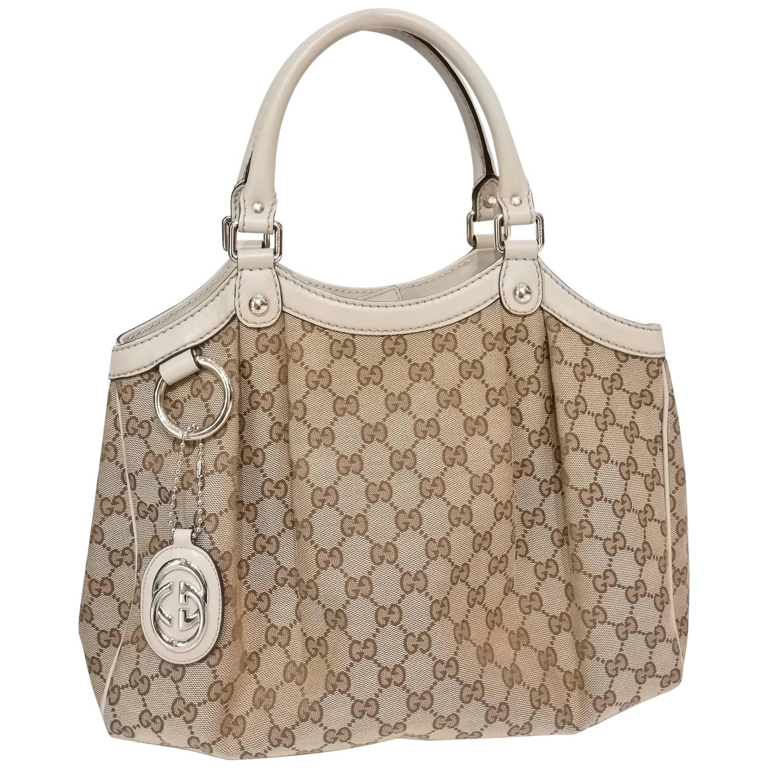 gucci monogram bag minimum Gucci Monogram White Leather Bag at 1stdibs