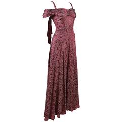 Bias cut off-the-shoulder lamé silk evening dress, C. 1930s 7