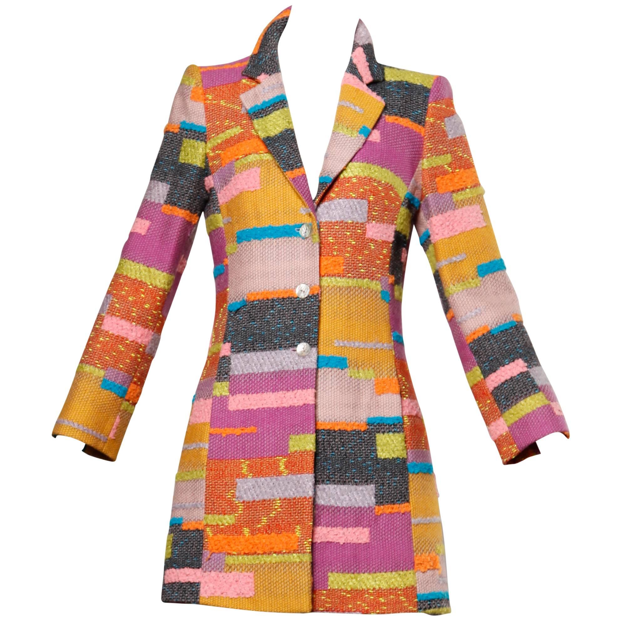 Christian Lacroix Vintage Woven Color Block Coat