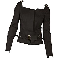 Black Gucci Wool-Blend Belted Jacket 10