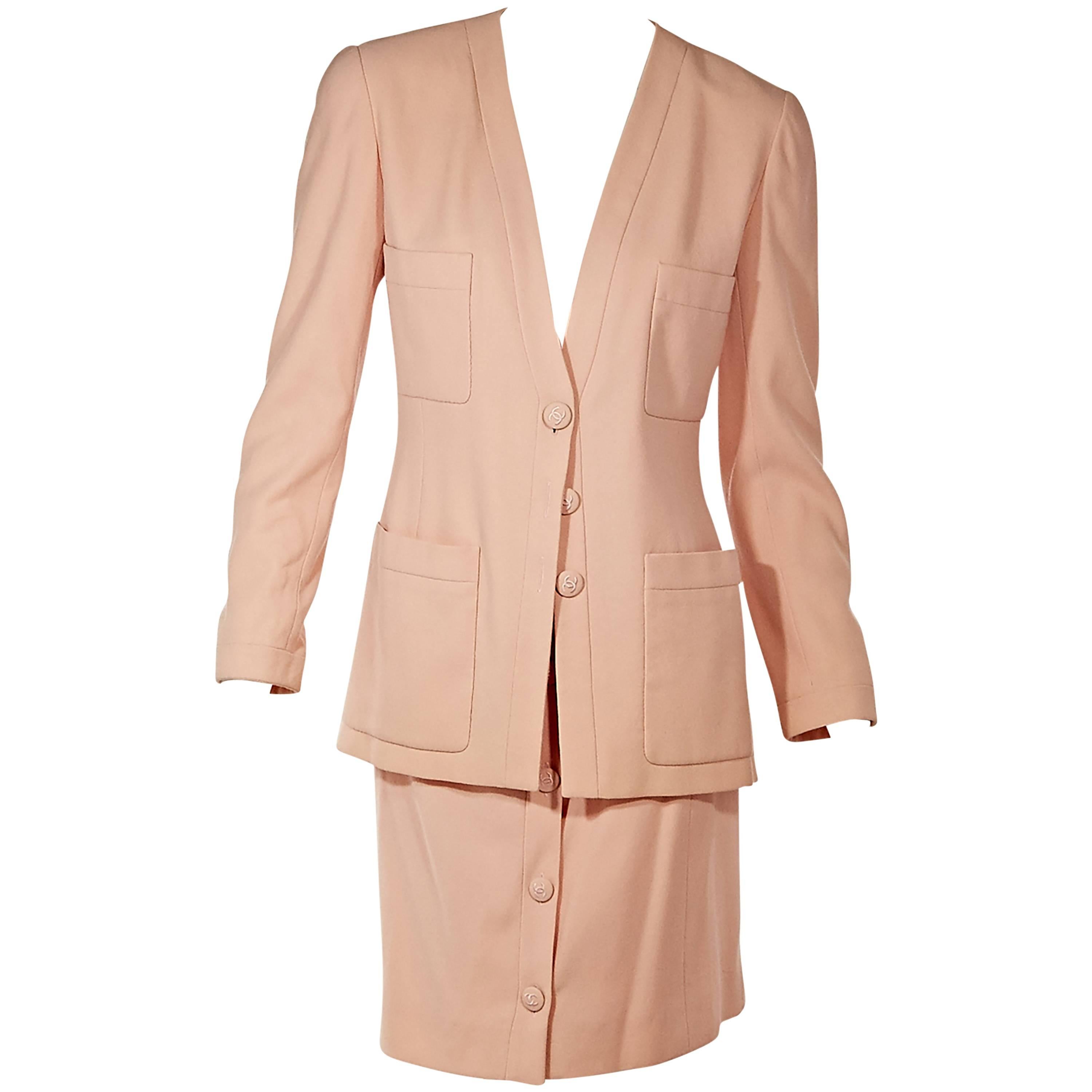 Light Pink Chanel Wool Skirt Suit Set