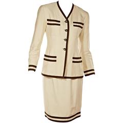 Beige & Brown Chanel Skirt Suit Set