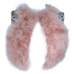 GIVENCHY Pink Marabou Bolero Style Jacket with Rhinestone Jewel Applique Size 38