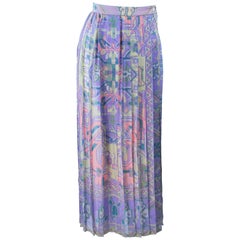 UNGARO Sheer Patterned Pleated Skirt Size 4