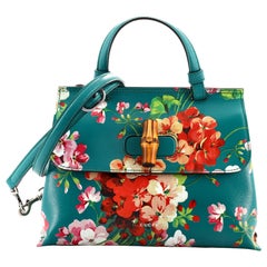 Gucci Blue Leather Embroidered Medium Dionysus Bamboo Top Handle Bag at ...