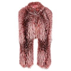 Verheyen London Nehru Collar Stole Rose Quartz Pink Fox Fur with Belt