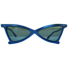 Vintage 1950's French Sapphire Blue Stylized Sunglasses