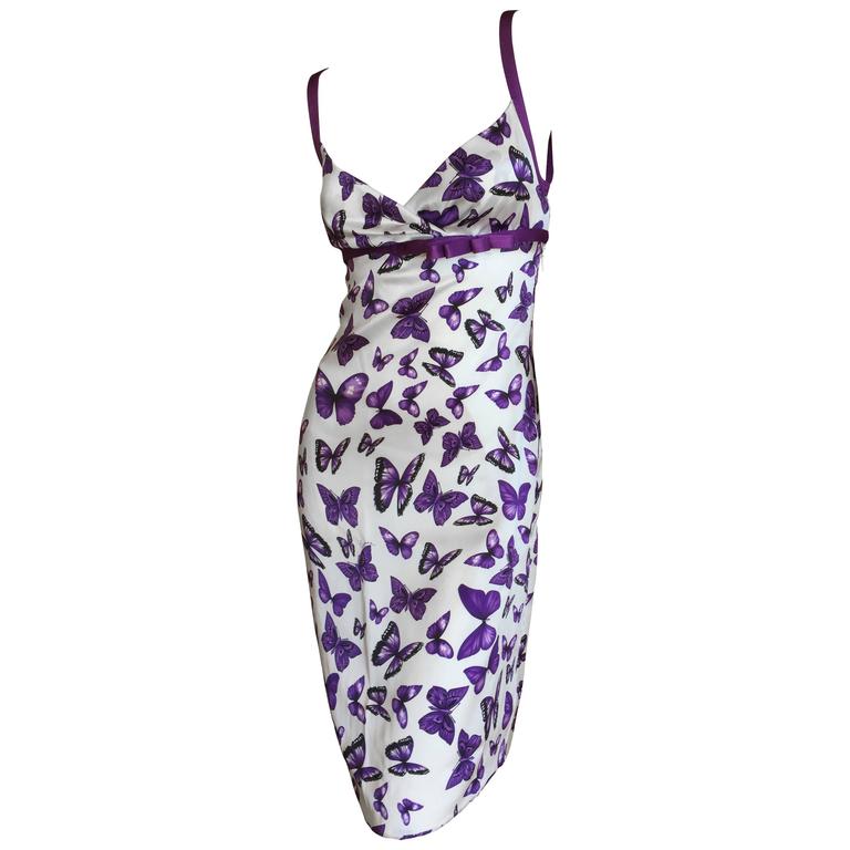 Versace Silk Butterfly Print Dress at 1stDibs