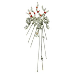 Christian Lacroix Jewelled Coral Branch Design Brooch