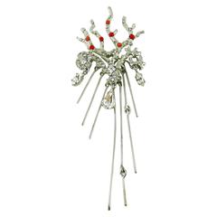Christian Lacroix Jewelled Coral Branch Brooch 8