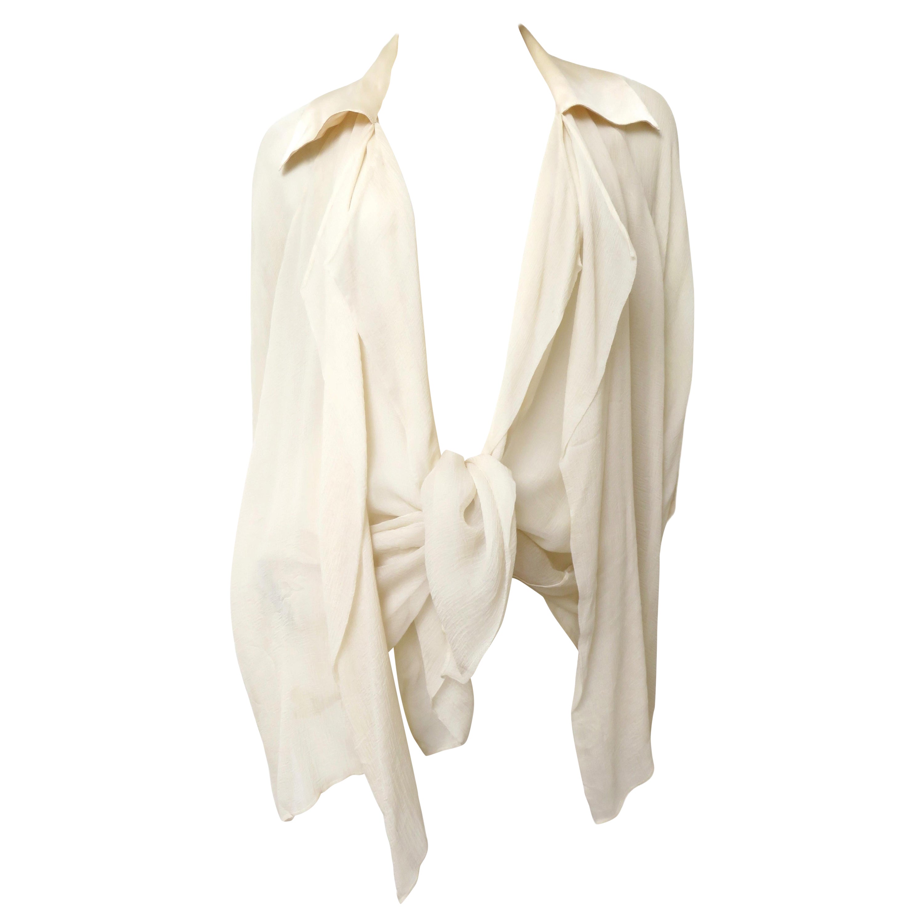 Guy Paulin Couture Silk Tie Blouse 1980s