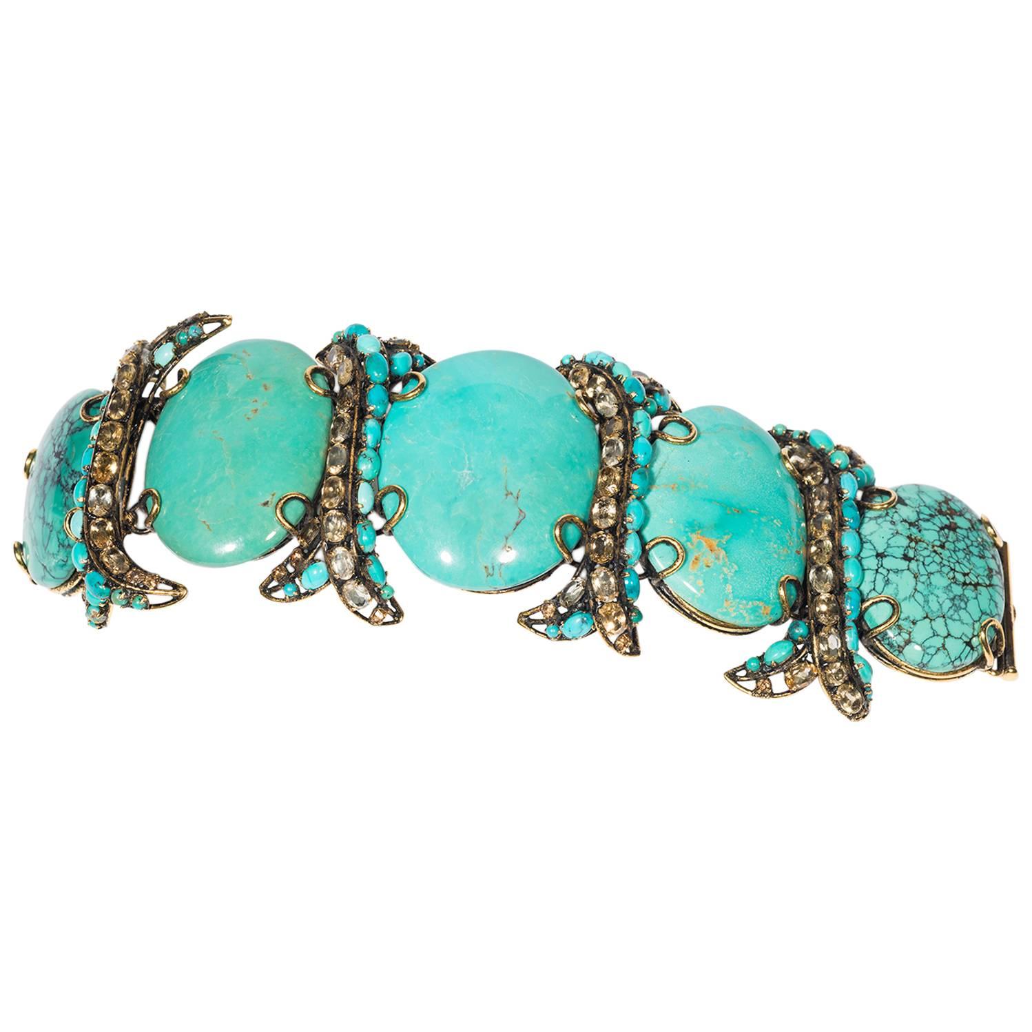 1990s Stunning Iradj Moini Vintage Fake Turquoise Cuff For Sale