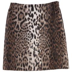 LANVIN Leopard Silk Blend SKIRT Hiver WINTER 2004 Size 38 4
