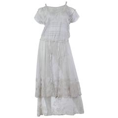 1920s Edwardian Cotton Net and Lace dress 7