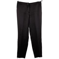 CHANEL Black Pure Silk PANTS Trousers w/ ZIP Detail SIZE 36 1