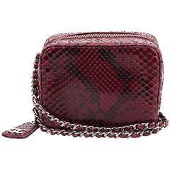 2000s Chanel Raspberry Python Leather Mini Timeless Bag
