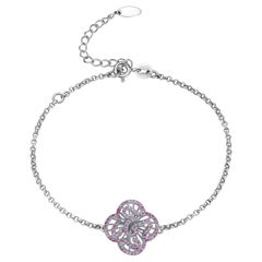 Fei Liu Pink Cubic Zirconia White Rhodium Plated 925 Silver Stacking Bracelet