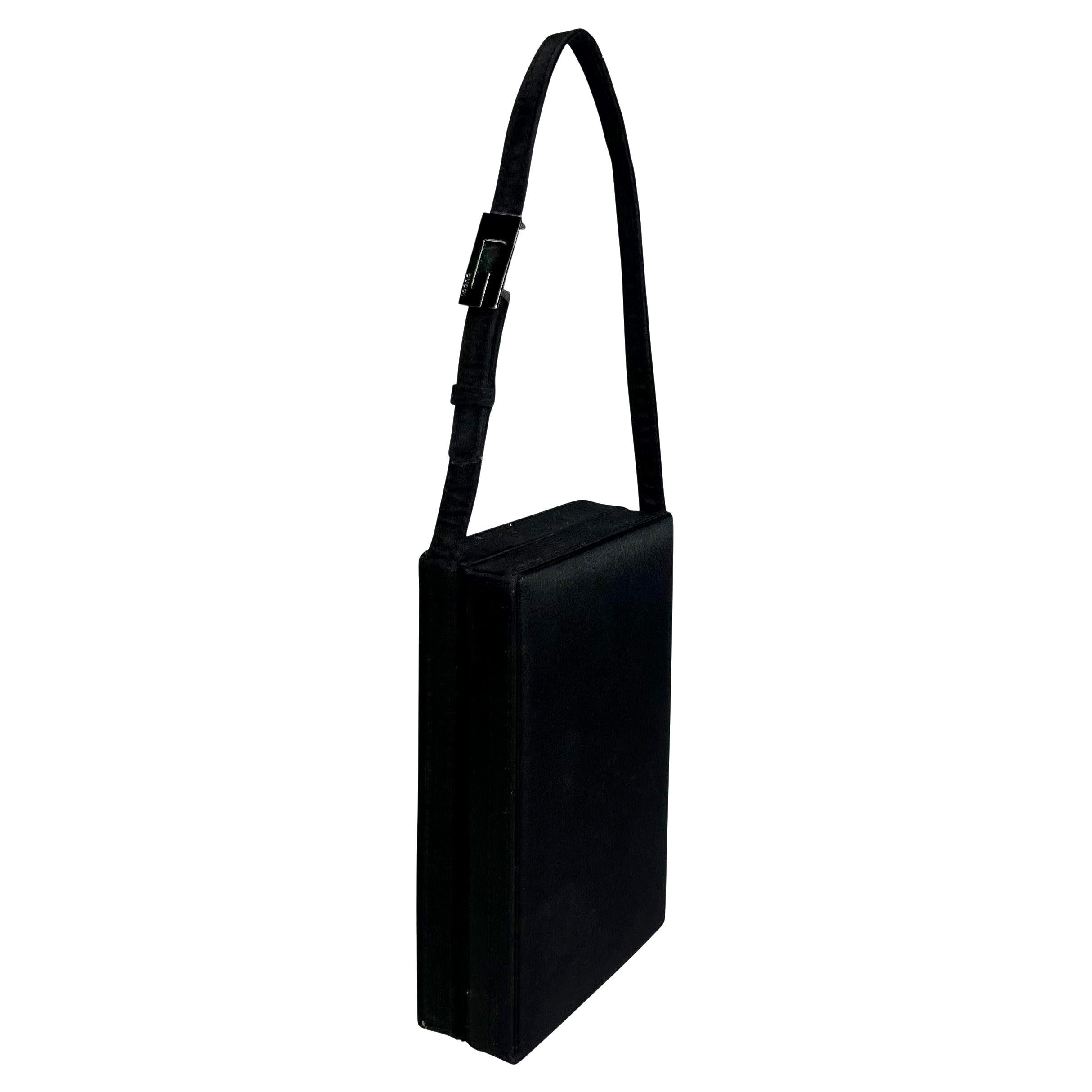 S/S 1998 Gucci by Tom Ford G Buckle Black Satin Box Mini Bag