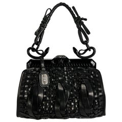 F/W 2007 Christian Dior by John Galliano Samurai 1947 Woven Black Leather Bag 