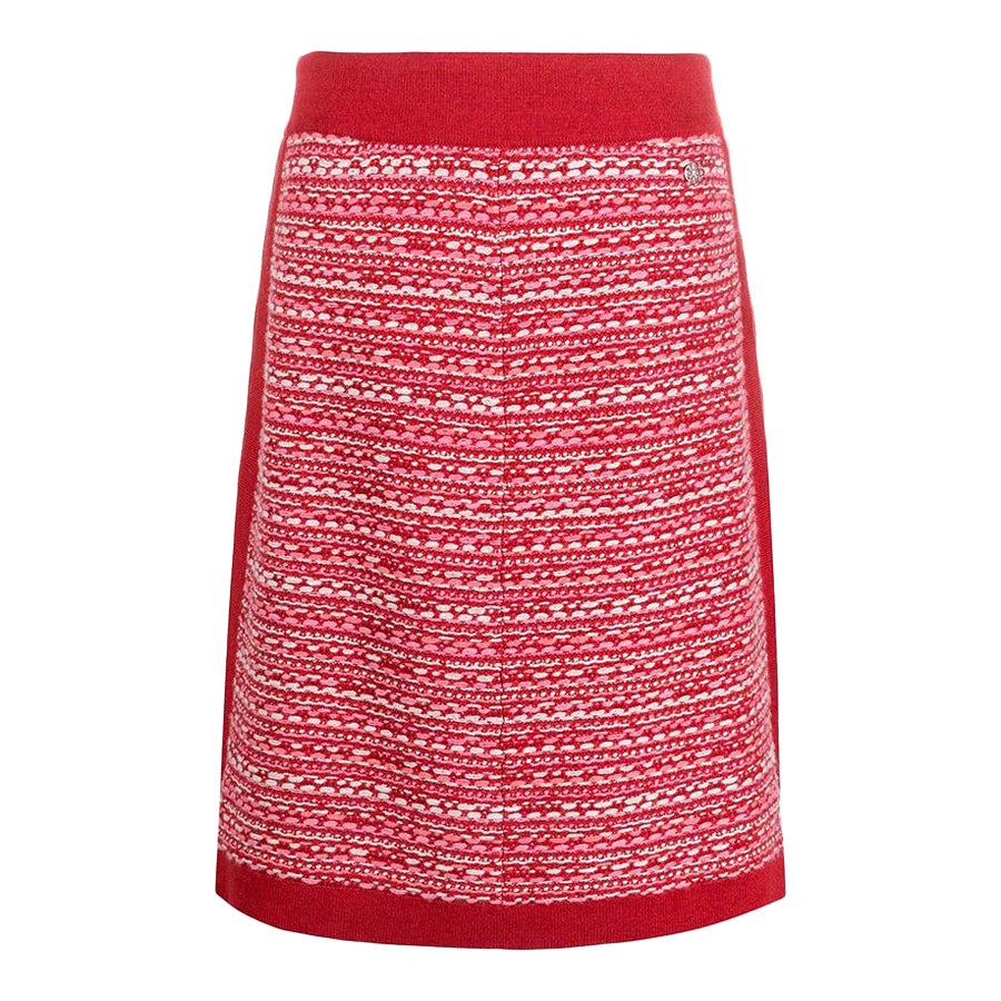 2016s Catwalk Chanel Red Cashmere  Skirt For Sale