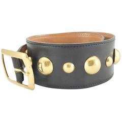 Vintage Hermes Gilt Hardware Brown Leather Belt - 1980s