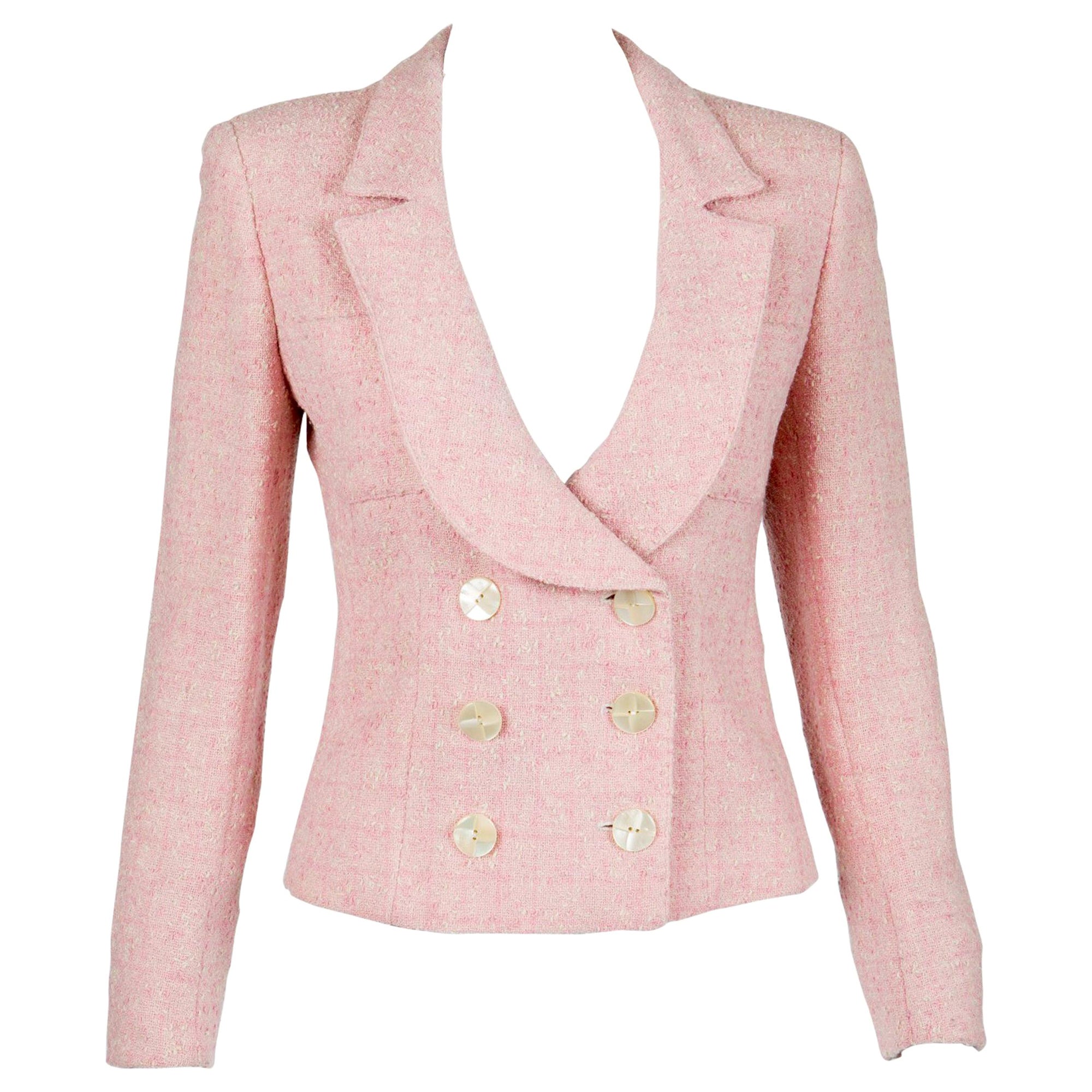 Valentino Rosa Tweed Jacke  im Angebot