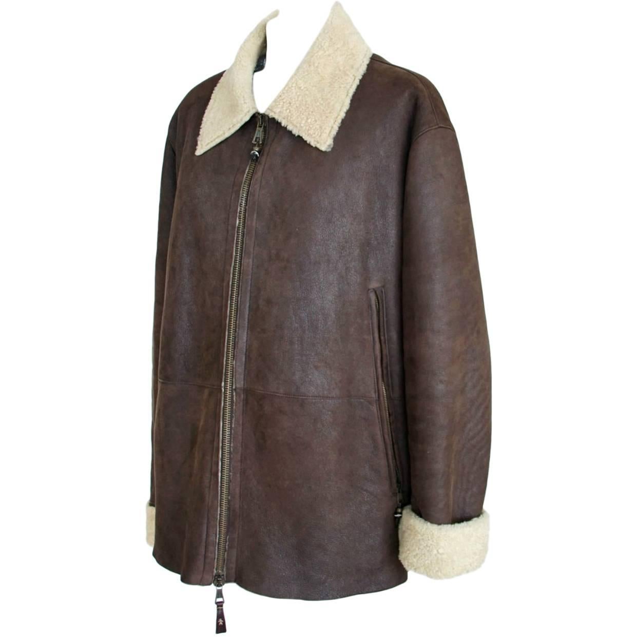 HENRY BEGUELIN Men's Distressed Shearling Jacket  52