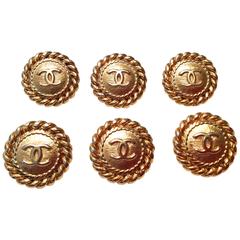 6 Vintage Chanel Gold Tone Buttons