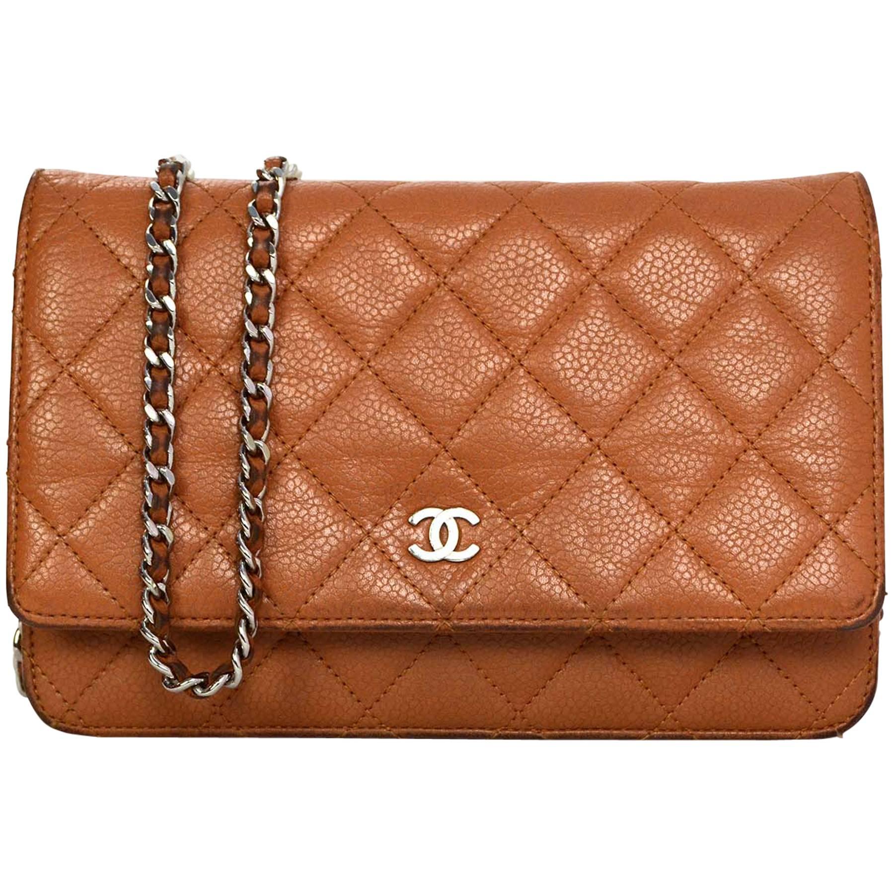 Chanel Tan Caviar Wallet on Chain WOC with SHW