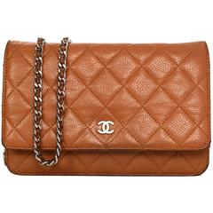 Chanel Tan Caviar Wallet on Chain WOC with SHW
