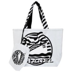 Chanel Blanco y Negro multicolor La Pausa Bolso marino reversible