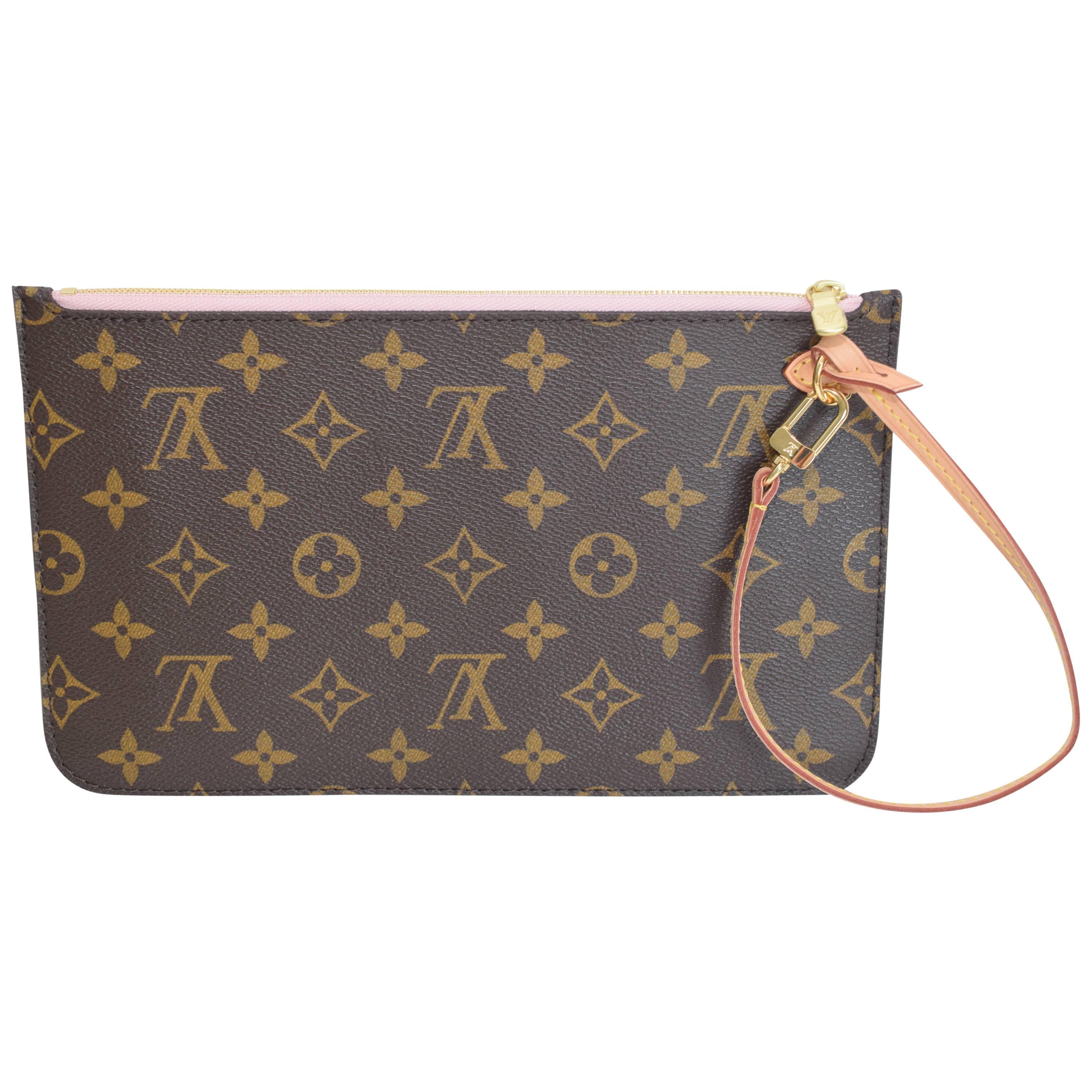 LOUIS VUITTON Brand New! Pochette Monogram With Pink Ballerine Wristlet
