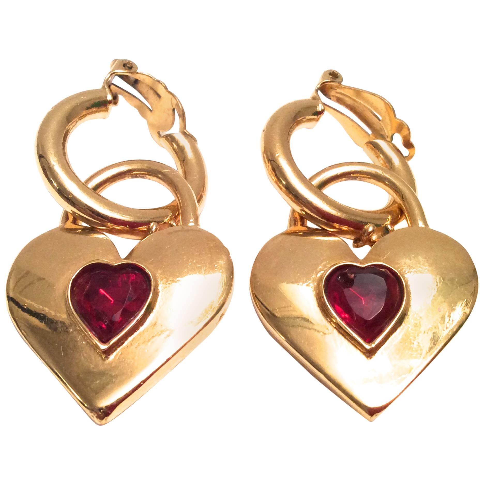 Vintage Chanel Heart Shape Earrings For Sale