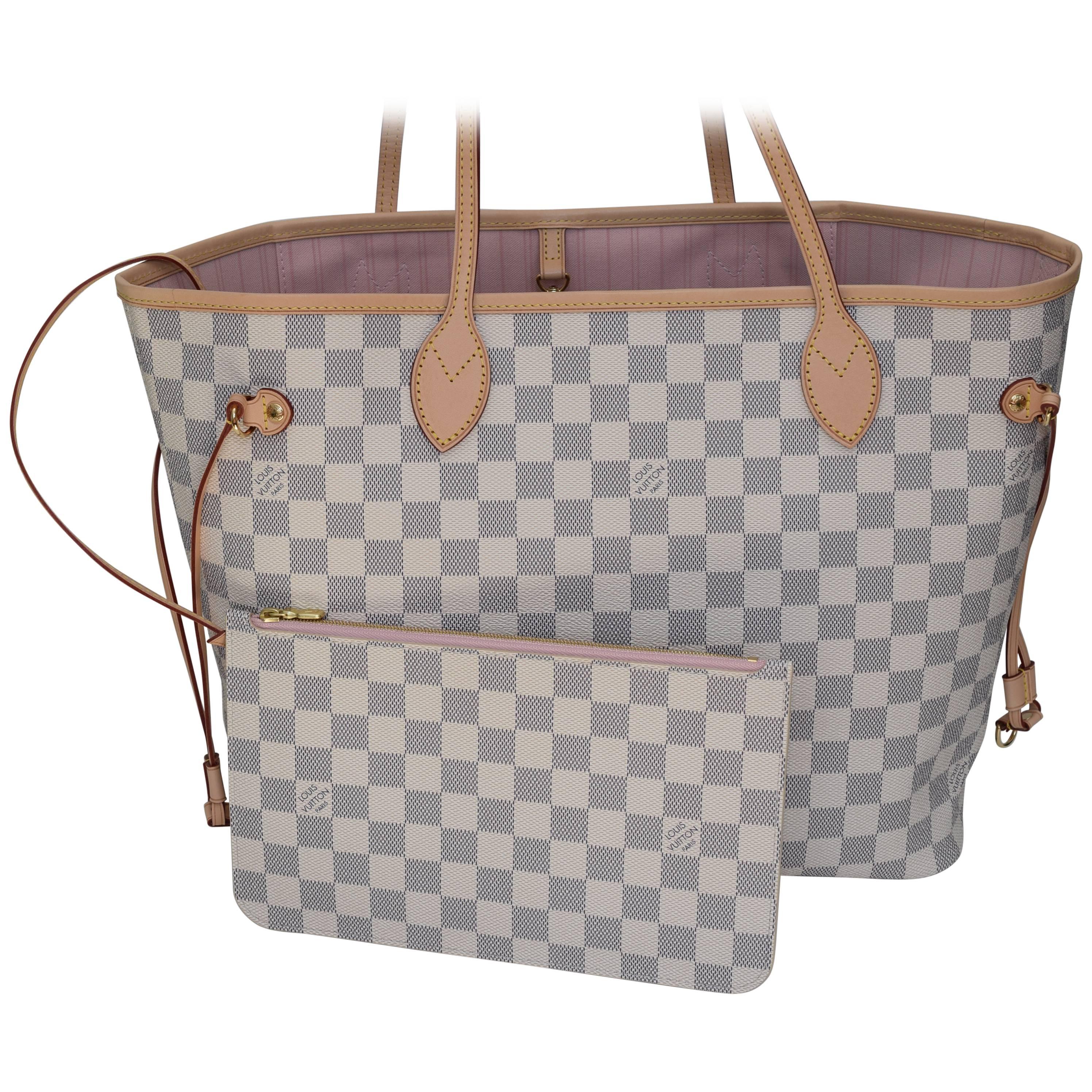 LOUIS VUITTON Brand New 2016! Neverfull Mm In With Pink Ballerine Shoulder Bag