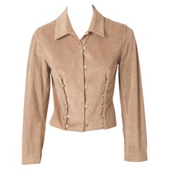 Dior Fitted Suede Jacket with Metal Detail