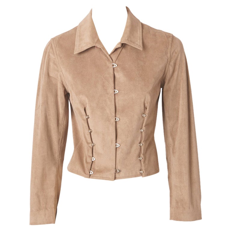 Dior Fitted Suede Jacket with Metal Detail For Sale