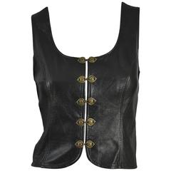 Tight Leather Bodice Top with Brass Heart Closures