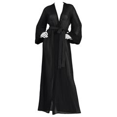 Sheer Grecian Pleated Halston IV Gown with Blouson Sleeves 