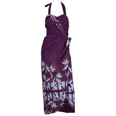 1950s Hawaiian Cotton Sarong Dress from Hand Printed Shaheen Fabric