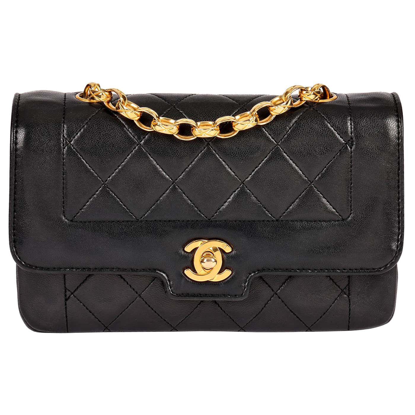 CHANEL Black Quilted Lambskin Vintage Mini Diana Classic Single Flap ...