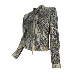 Vintage Roberto Cavalli Snake Print Biker Jacket Small