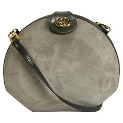 1980s Gucci Grey Suede Convertible Cross Crossbody Hard Shell