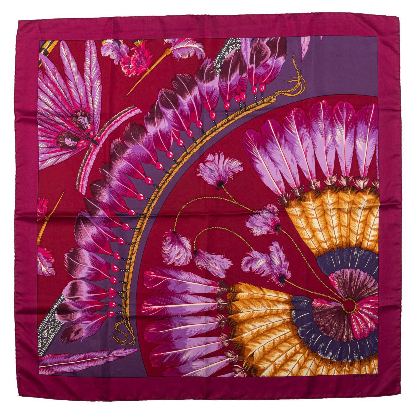 Hermès Brazil Purple Silk Scarf For Sale