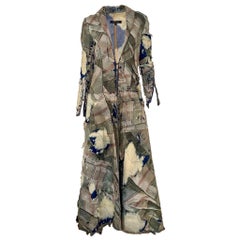 Roberto Cavalli F/W 2001 distressed silk/denim coat